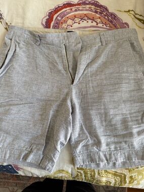 J. Crew Men's Light Gray Micro-Stripe Flat-Front Shorts